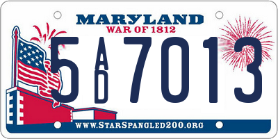 MD license plate 5AD7013