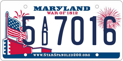 MD license plate 5AD7016