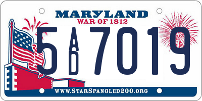 MD license plate 5AD7019