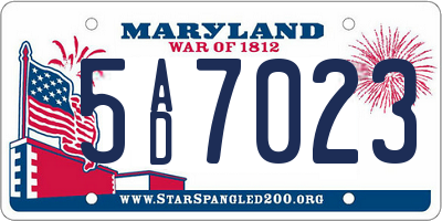 MD license plate 5AD7023