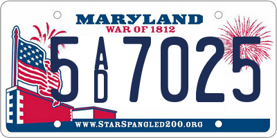 MD license plate 5AD7025