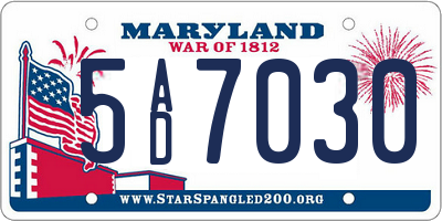 MD license plate 5AD7030
