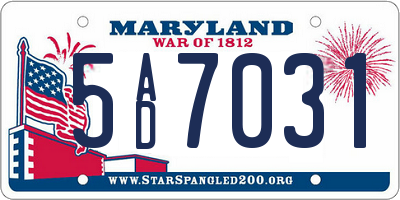 MD license plate 5AD7031