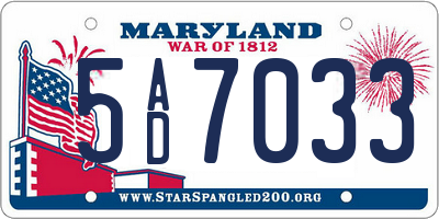 MD license plate 5AD7033