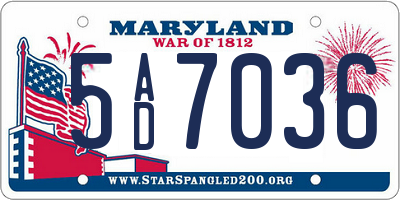 MD license plate 5AD7036