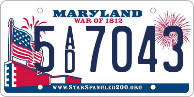 MD license plate 5AD7043