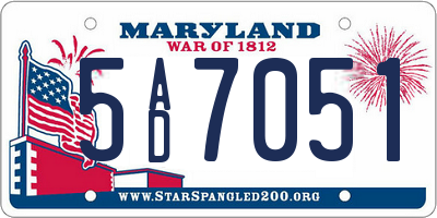 MD license plate 5AD7051