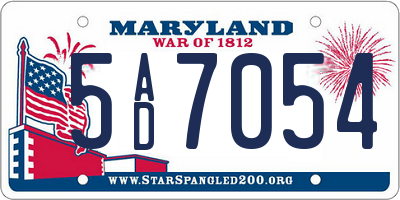 MD license plate 5AD7054