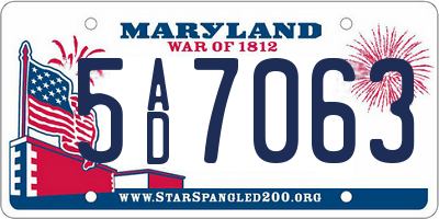 MD license plate 5AD7063