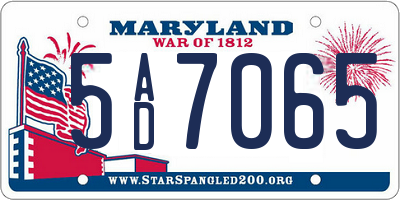 MD license plate 5AD7065
