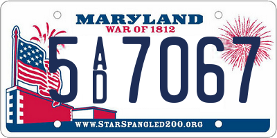 MD license plate 5AD7067