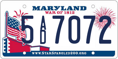 MD license plate 5AD7072