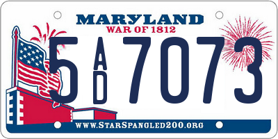 MD license plate 5AD7073