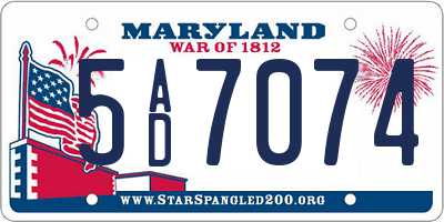 MD license plate 5AD7074