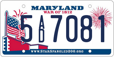 MD license plate 5AD7081