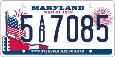 MD license plate 5AD7085