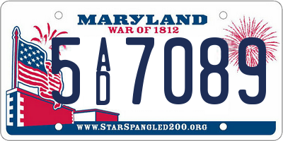 MD license plate 5AD7089