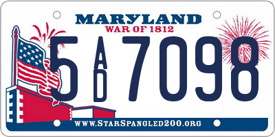 MD license plate 5AD7098