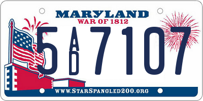 MD license plate 5AD7107