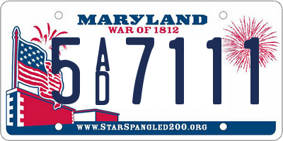 MD license plate 5AD7111