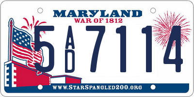 MD license plate 5AD7114