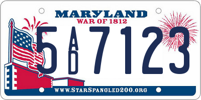 MD license plate 5AD7123