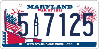 MD license plate 5AD7125