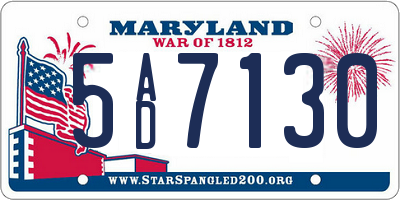 MD license plate 5AD7130