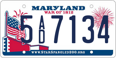 MD license plate 5AD7134