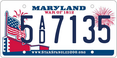 MD license plate 5AD7135