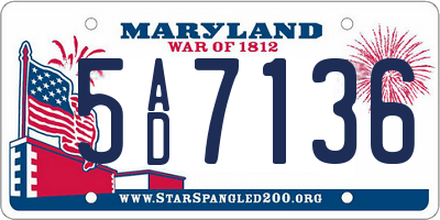 MD license plate 5AD7136