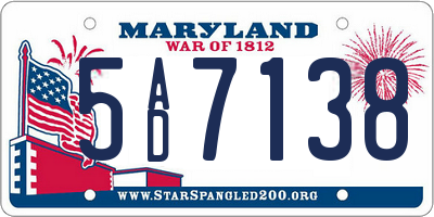 MD license plate 5AD7138