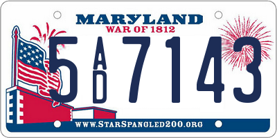 MD license plate 5AD7143