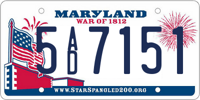 MD license plate 5AD7151