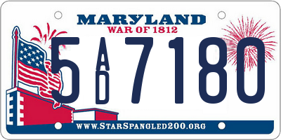 MD license plate 5AD7180