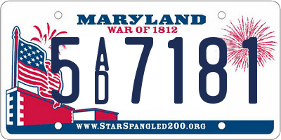 MD license plate 5AD7181