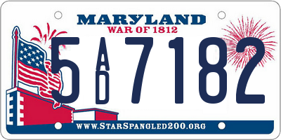 MD license plate 5AD7182