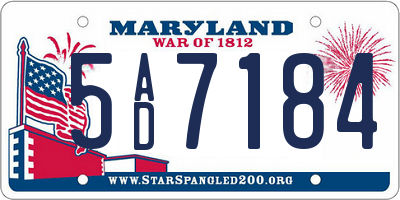 MD license plate 5AD7184