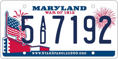 MD license plate 5AD7192