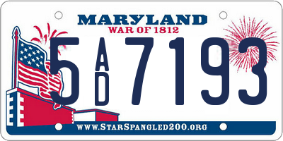 MD license plate 5AD7193