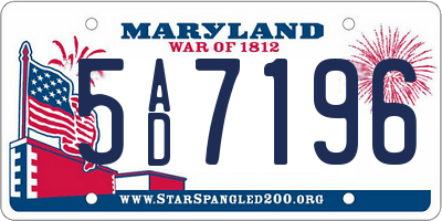 MD license plate 5AD7196