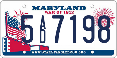 MD license plate 5AD7198