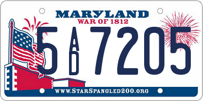 MD license plate 5AD7205