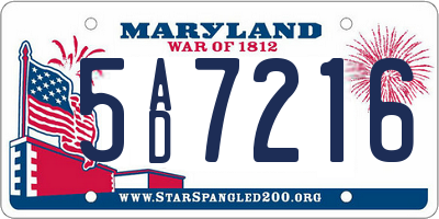 MD license plate 5AD7216