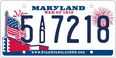 MD license plate 5AD7218