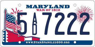 MD license plate 5AD7222