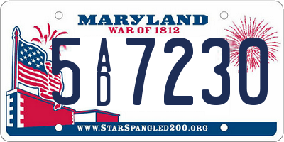 MD license plate 5AD7230