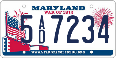 MD license plate 5AD7234