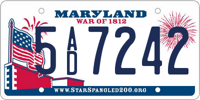 MD license plate 5AD7242