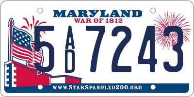 MD license plate 5AD7243